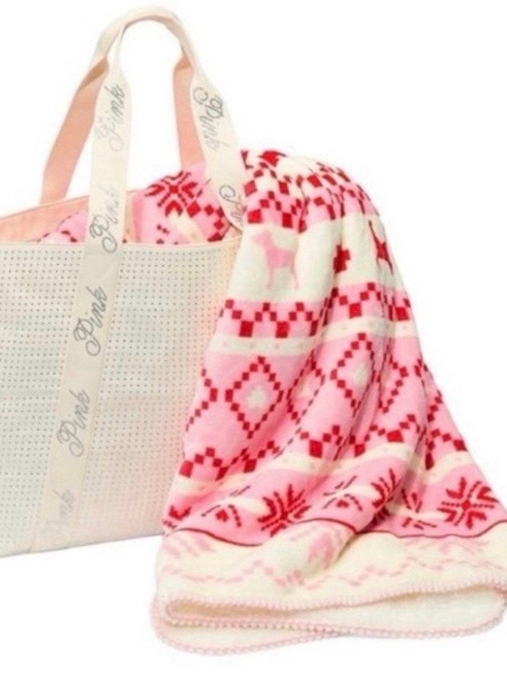 BNIB VS PINK SHERPA Blanket w/Bling Tote 60”x50”